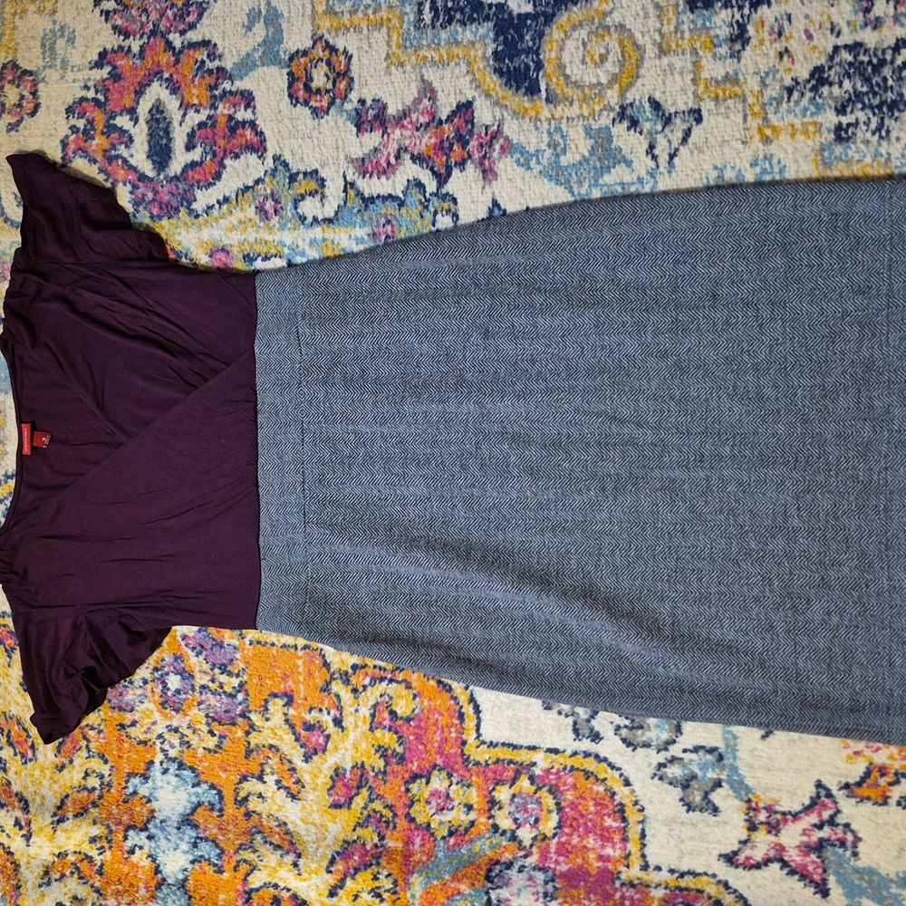 🎈Merona Colorblock Herringbone Cherry and Gray Dress